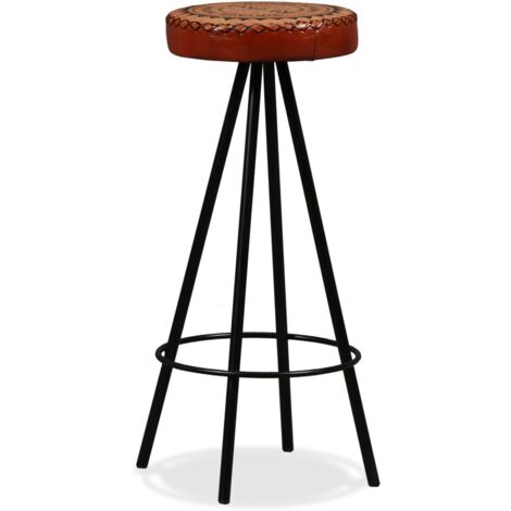 INLIFE Tabourets de bar 2 pcs Cuir véritable (1/5)