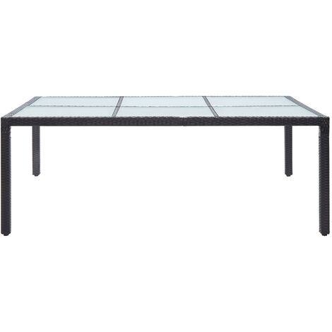 INLIFE Table à dîner d'extérieur Noir 200x150x74 cm Résine tressée (1/5)