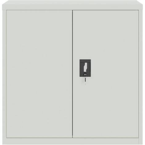 INLIFE Armoire de bureau avec 2 portes Gris 90 cm Acier (1/5)