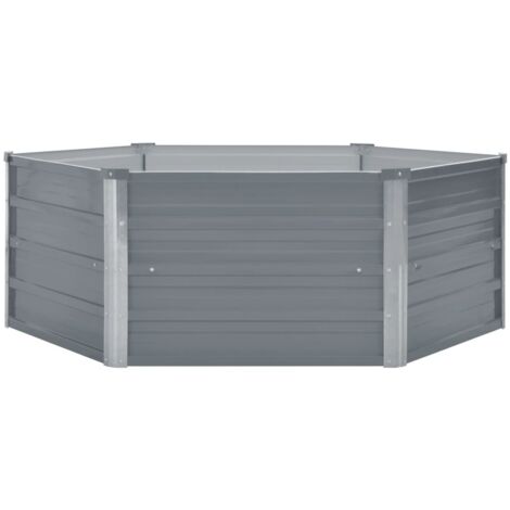INLIFE Jardinière 129 x 129 x 46 cm cm Acier galvanisé Gris (1/5)