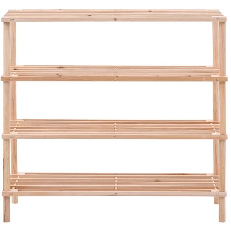 INLIFE Range-chaussures Bois de sapin solide à 4 étagères (1/5)