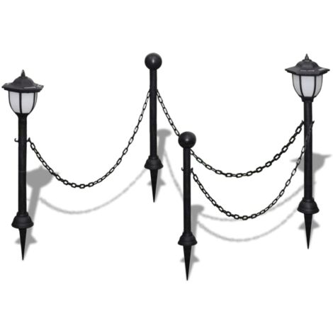 INLIFE Clôture à chaîne avec deux lampes solaires LED et deux piquets (1/5)