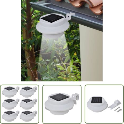 INLIFE Lampes solaires 6 pcs pour clôture gouttière Blanc (1/5)