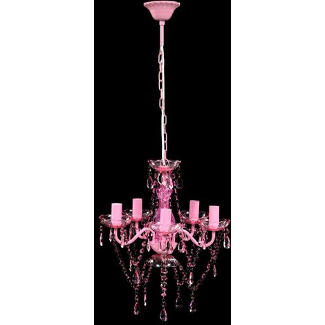 INLIFE Lustre avec 5 ampoules Crystal rose (1/5)