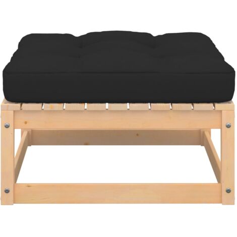 INLIFE Repose-pied de jardin avec coussin Bois de pin massif (1/5)