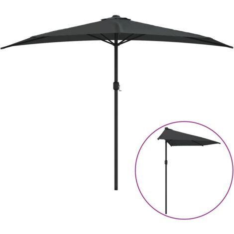 INLIFE Parasol de balcon et mât en aluminium Anthracite 300x150cm Demi (1/4)