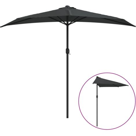 INLIFE Parasol de balcon et mât en aluminium Anthracite 270x135cm Demi (1/5)