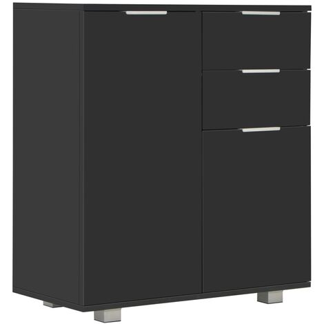 INLIFE Buffet Noir brillant 71 x 35 x 76 cm Aggloméré (1/5)