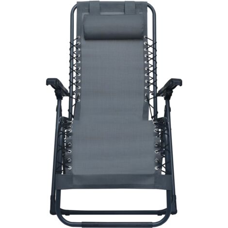 INLIFE Chaise pliable de terrasse Gris Textilène (1/5)