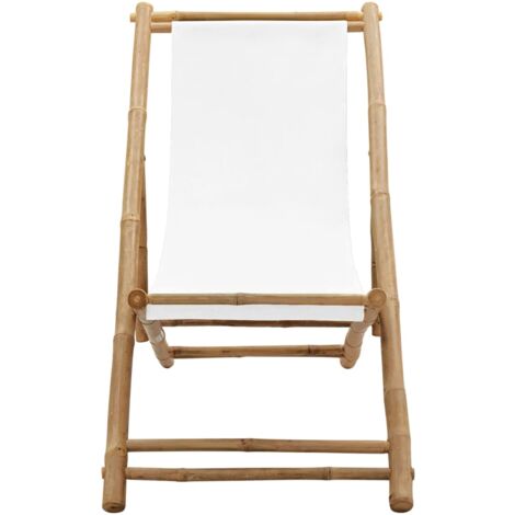 INLIFE Chaise de terrasse Bambou et toile (1/5)
