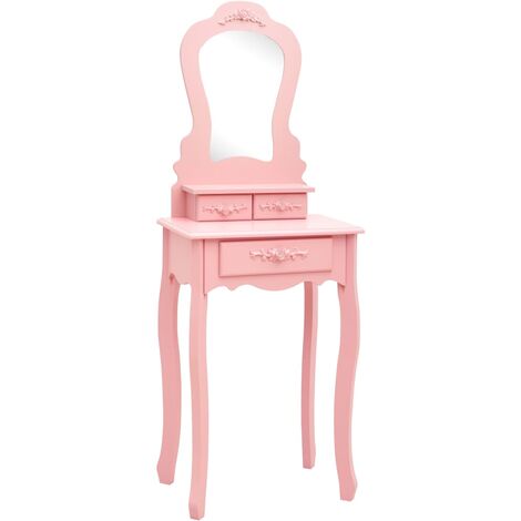INLIFE Ensemble de coiffeuse avec tabouret Rose 50x59x136 cm Paulownia (1/5)