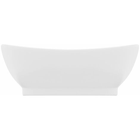 INLIFE Lavabo ovale de luxe à trop-plein Blanc mat 58,5x39cm Céramique