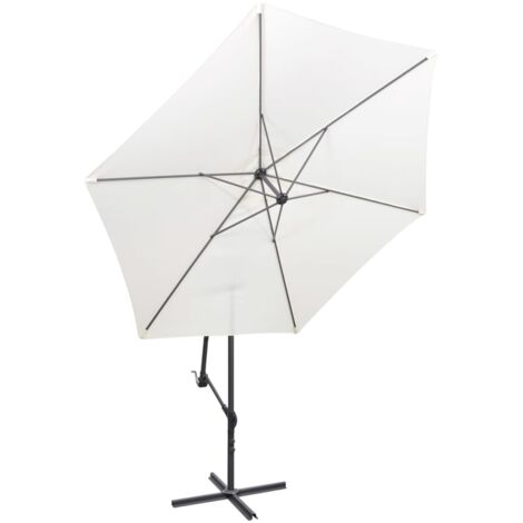 INLIFE Parasol en porte-à-faux 3 m Blanc sable (1/5)