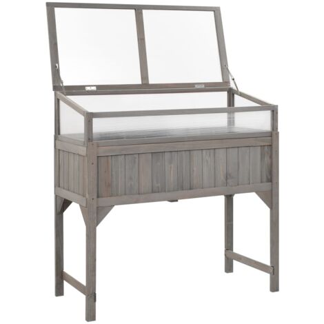INLIFE Lit surélevé avec serre 110x54x120 cm Bois de sapin massif (1/5)