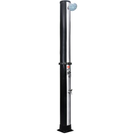 INLIFE Douche solaire d'extérieur avec pomme de douche et robinet 40 L Noir et Argent