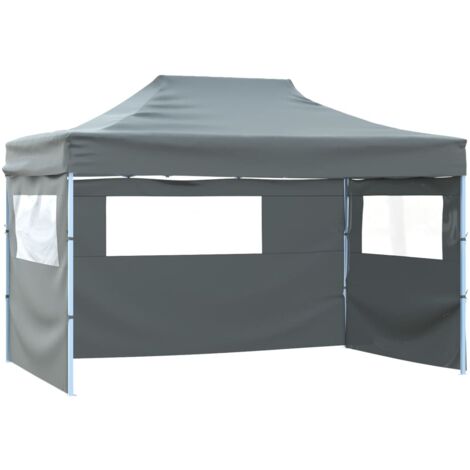 INLIFE Tente pliable avec 4 parois latérales 3 x 4,5 m Anthracite (1/5)