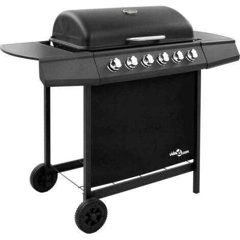 Barbecue gril à gaz avec 6 brûleurs Noir - The Living Store (1/5)