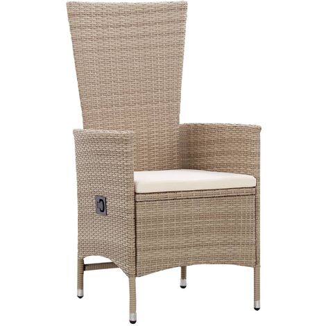 INLIFE Chaises d'extérieur 2 pcs avec coussins Résine tressée Beige (1/5)