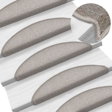 INLIFE Tapis d'escalier 15 pcs Taupe 56 x 17 x 3 cm (1/6)