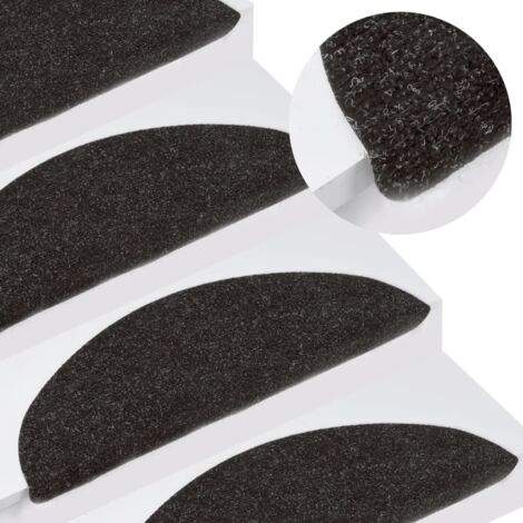 INLIFE Tapis d'escalier autocollants 15 pcs 56x20 cm Noir (1/7)