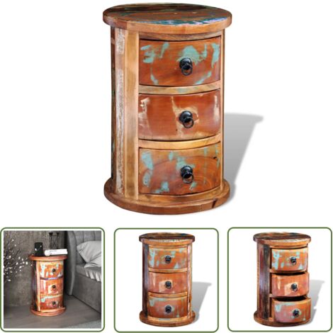 INLIFE Armoire avec 3 tiroirs Bois de récupération massif