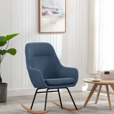 INLIFE Chaise à bascule Bleu Tissu (1/5)