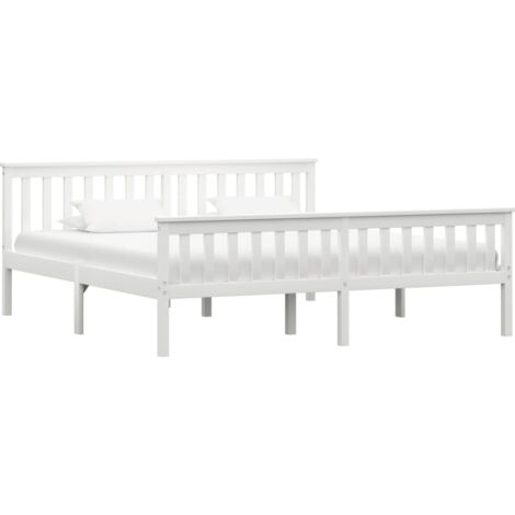 INLIFE Cadre de lit Bois de pin massif Blanc 180 x 200 cm (1/6)