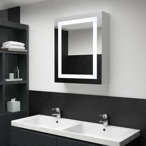 INLIFE Armoire de salle de bain à miroir LED 50x13x70 cm (1/5)