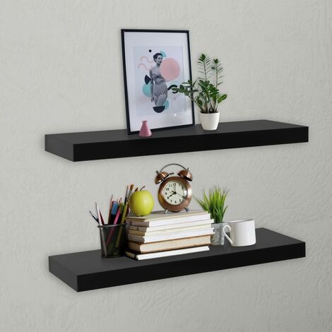 INLIFE Étagères murales flottantes 2 pcs Noir 60x20x3,8 cm (1/5)