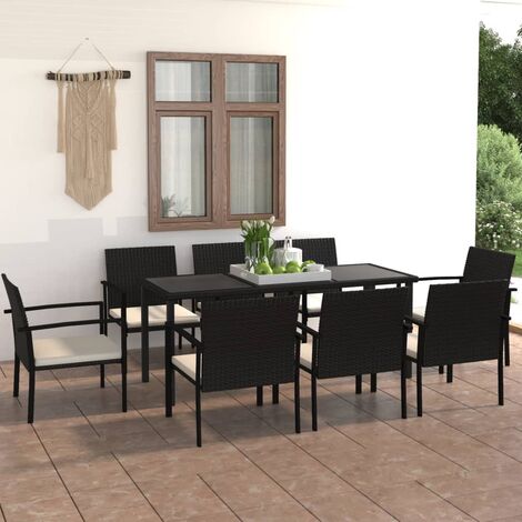 INLIFE Ensemble de salle à manger de jardin 9 pcs Résine tressée Noir (1/5)