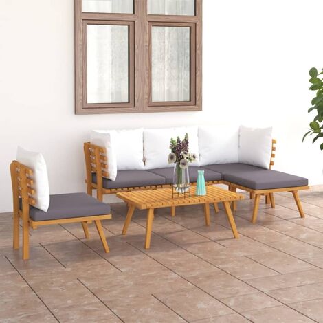 INLIFE Salon de jardin 6 pcs avec coussins Bois d'acacia solide (1/5)