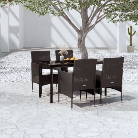 INLIFE Ensemble de salle à manger de jardin avec coussins 5 pcs Noir (1/5)