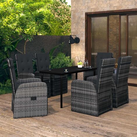 INLIFE Ensemble de salle à manger de jardin et coussins 7 pcs Gris (1/5)