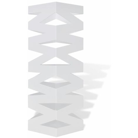 INLIFE Porte-parapluie carré à rangement Blanc Acier 48,5 cm (1/5)