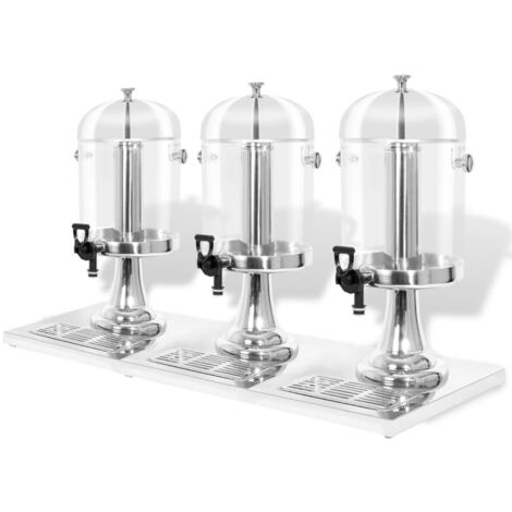 INLIFE Distributeur de jus en acier inoxydable 3 x 8 L (1/5)