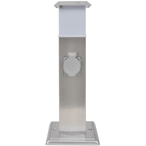 INLIFE Pilier de prise de jardin avec lampe Acier inoxydable (1/5)