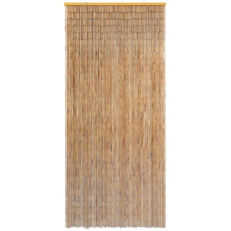Moustiquaire de porte en bambou 90 x 220 cm – Barres en bois – 90 fils pour isolation thermique et intimité – Inlife (1/4)
