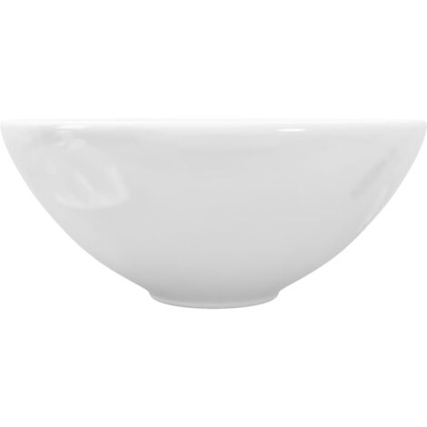 INLIFE Lavabo de salle de bain Céramique Rond Blanc