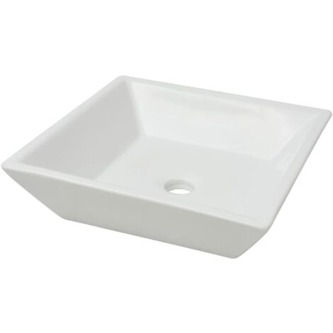 INLIFE Lavabo carrée Céramique Blanc 41,5 x 41,5 x 12 cm (1/5)