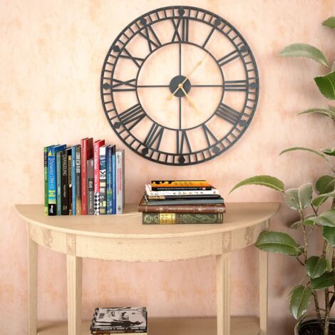 INLIFE Horloge murale vintage avec mouvement à quartz Métal 60 cm XXL (1/5)