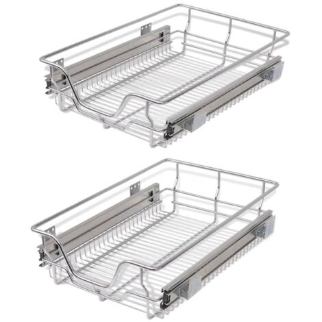 INLIFE Panier en treillis métallique 2 pcs 400 mm Argenté (1/5)