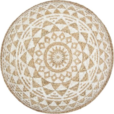 INLIFE Pouf fait à la main Blanc 45x30 cm Jute (1/3)