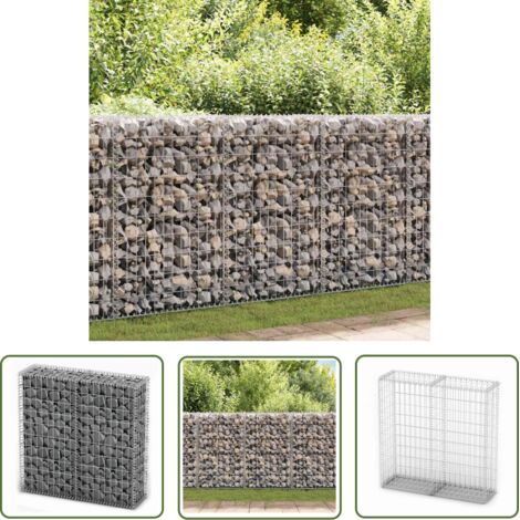 INLIFE Panier de gabion avec couvercle Fil galvanisé 100 x 100 x 30 cm (1/5)
