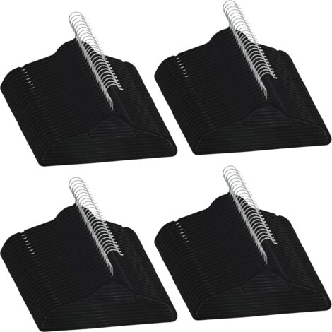 INLIFE Cintres antidérapants Noir Velours 100 pcs (1/5)
