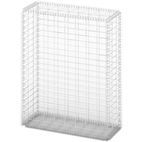 INLIFE Panier de gabion avec couvercle Fil galvanisé 100 x 80 x 30 cm (1/6)