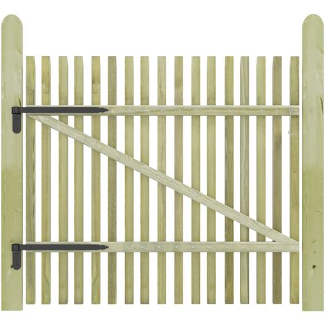 Portail bois en piquets 100x100 cm – Bois de pin imprégné – Résistant aux intempéries et à la pourriture – Assemblage facile – Inlife