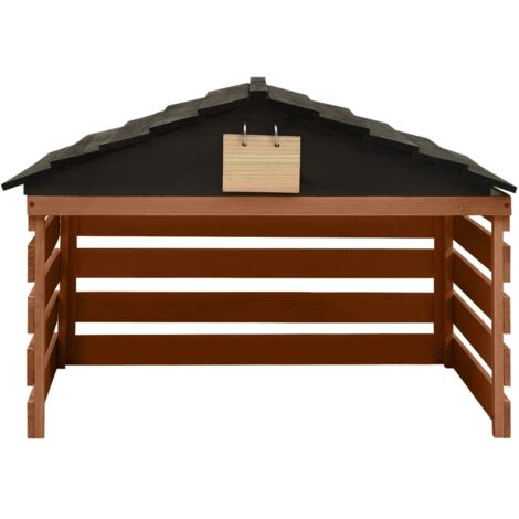 INLIFE Garage de tondeuse à gazon Noir et marron 78x74x54cm Sapin