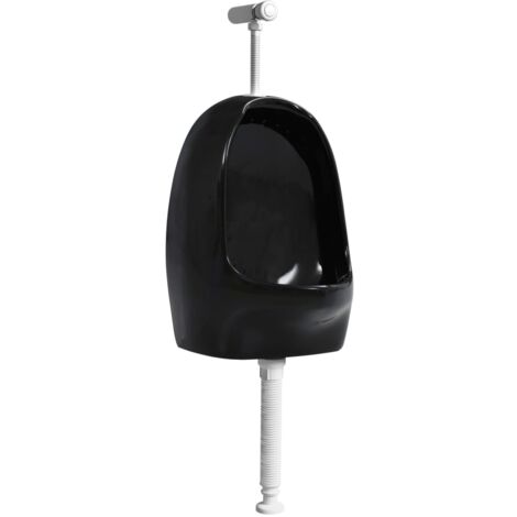 INLIFE Urinoir suspendu avec valve de chasse d'eau Céramique Noir (1/5)