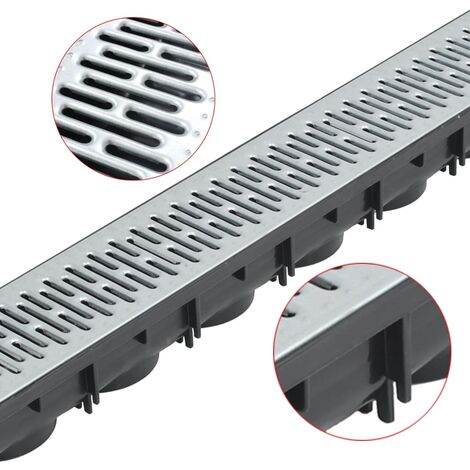 INLIFE Caniveau de drainage 3 pcs Acier galvanisé 3 m