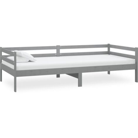 INLIFE Lit Gris Bois de pin massif 90x200 cm (1/5)